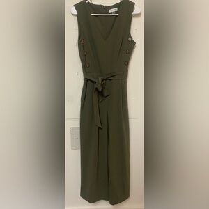 Calvin Klein Olive Green Cropped Jumpsuit, Size 8